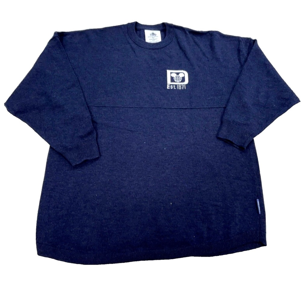 Disney Spirit Jersey Women XS Blue White Tee Shirt Spell Out Oversized Ladies